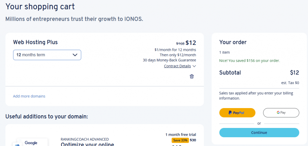 ionos shopping cart august